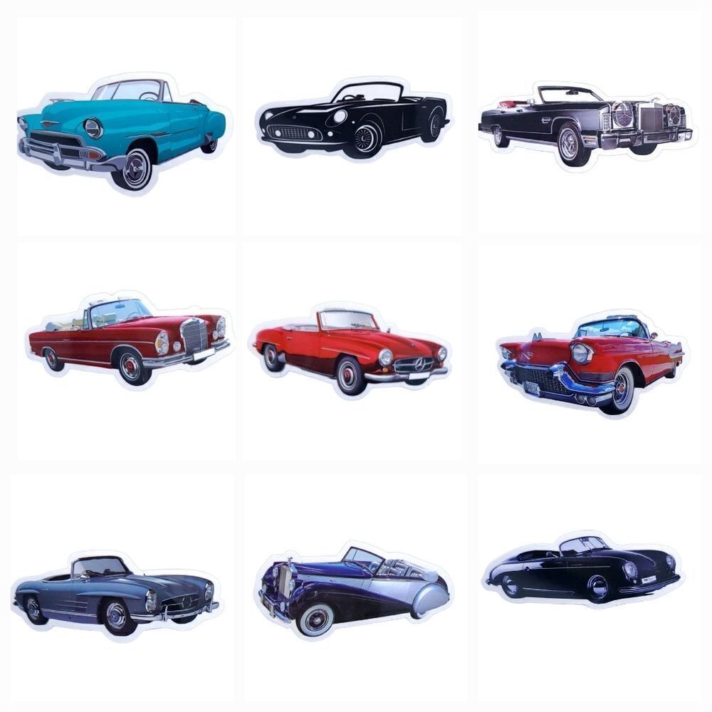 Convertible Classic Cars Decals Antique Roadsters Stickers Vintage Variety Pack